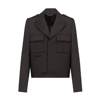 DIOR Black Long-Sleeve Jacket with Chest Pocket New Season Release 143C204A4739-C989
