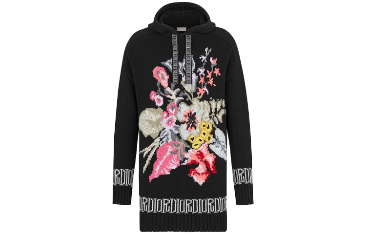 DIOR Black Long Wool Knit Hoodie Sweater 033M627AT168-C981 圖 2