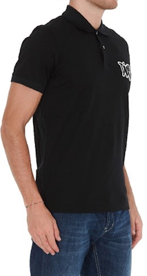 DIOR Black Polo Shirt with Flocked Logo 033J800A0448-980 Purchase DIOR Black Polo Shirt with Flocked Logo 033J800A0448-980