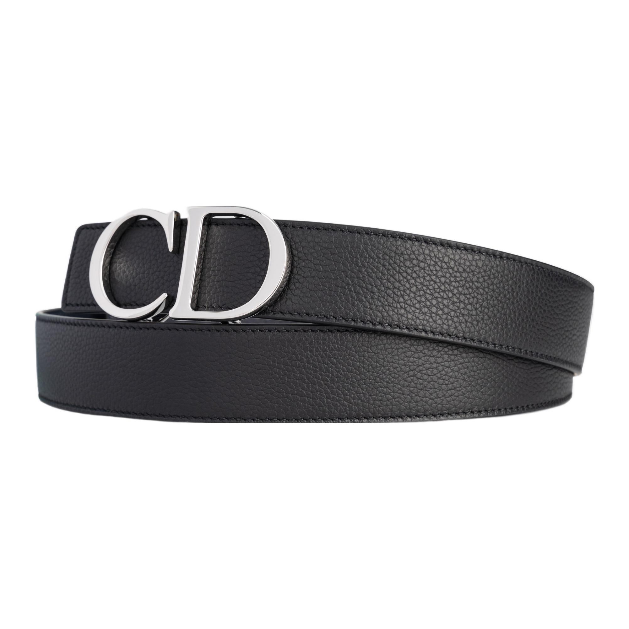 Shop DIOR Cinturón Reversible de Cuero Negro 3.5cm. 4353PLTAM-H16Q