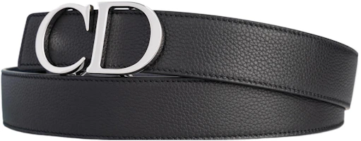 Shop DIOR 黑色可雙面配戴皮革腰帶 3.5cm 4353PLTAM-H16Q