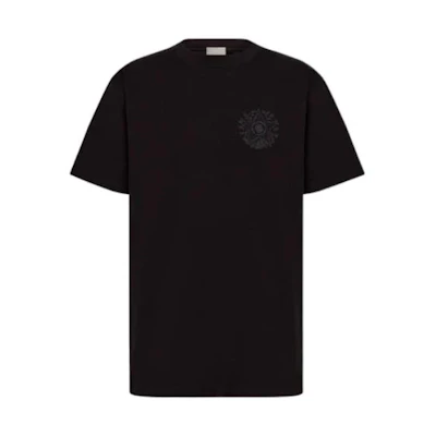 DIOR Black Solid Color Crewneck Short Sleeve T-Shirt FW22 Regular Fit 243J685C0677-C989