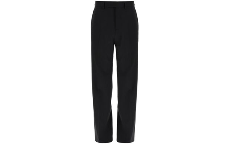 Order DIOR Black Straight-Leg Casual Pants with Button Mid-Rise Design. 193C101A473-9900