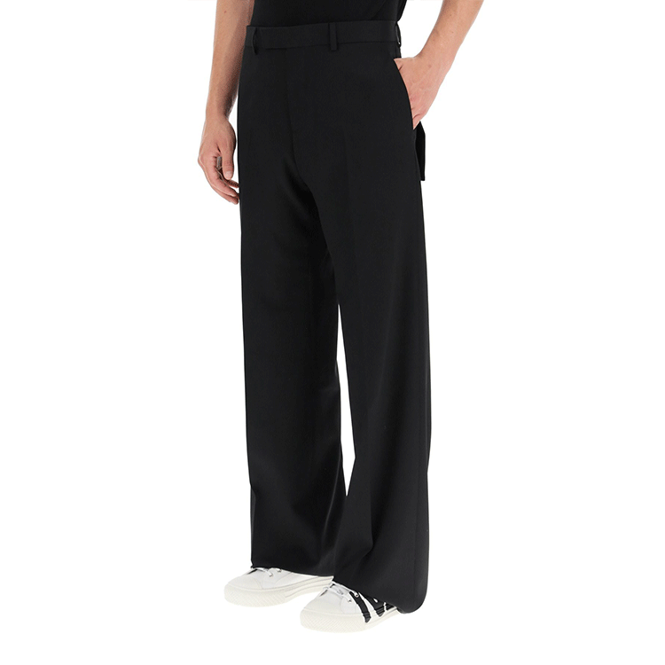 Purchase DIOR Black Straight-Leg Casual Pants with Button Mid-Rise Design. 193C101A473-9900