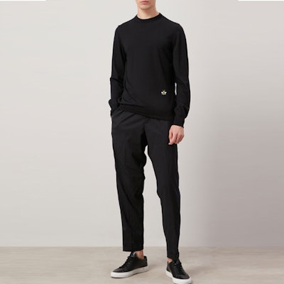 Dior Black Sweater with Bee Embroidery and Crew Neck Wool Design 933M642BT968-982 1