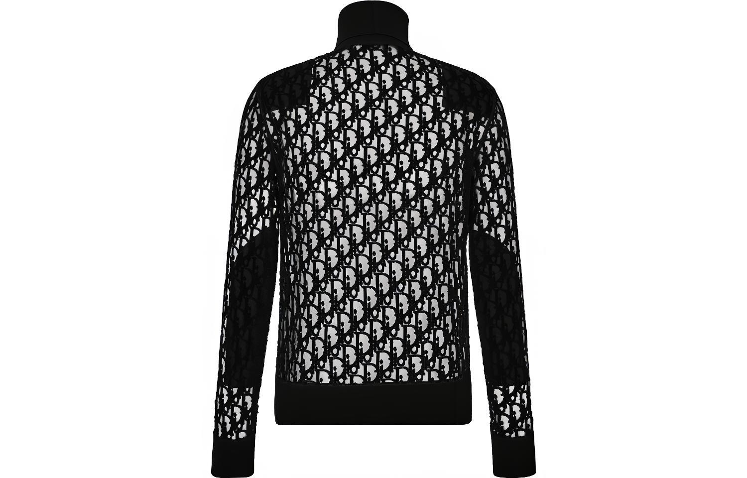 DIOR Black Turtleneck Sweater with Logo Print Design. 143J640A0732-C989