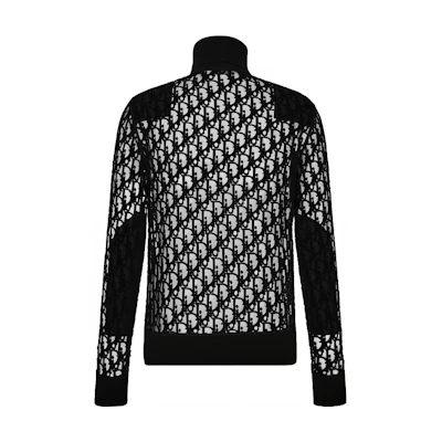 DIOR Black Turtleneck Sweater with Logo Print Design. 143J640A0732-C989