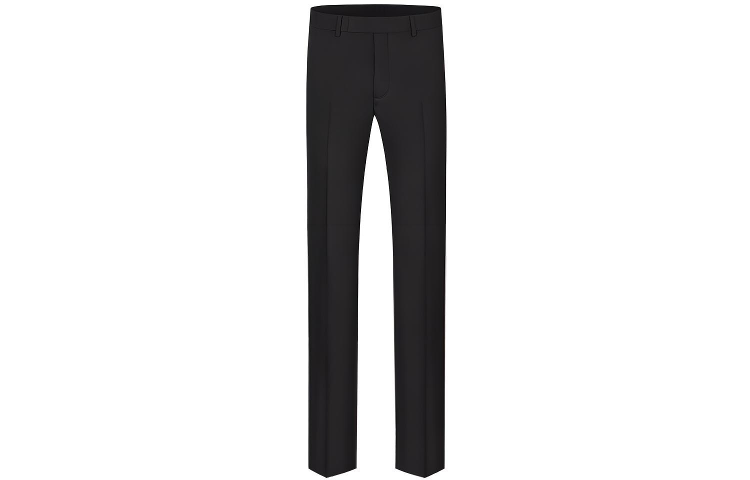 DIOR Black Wool Slim Fit Straight Casual Trousers with Zipper Pockets 013C120A3226-C900
