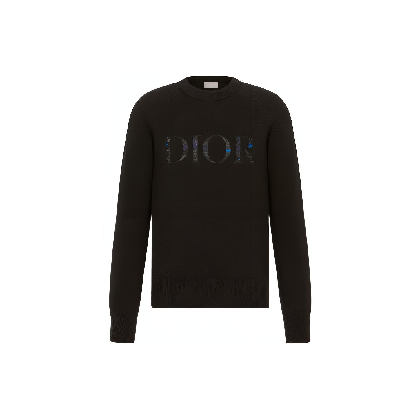 DIOR Black Wool Sweater with Logo Embroidery Crewneck Long Sleeve. 143M657AT296-C985