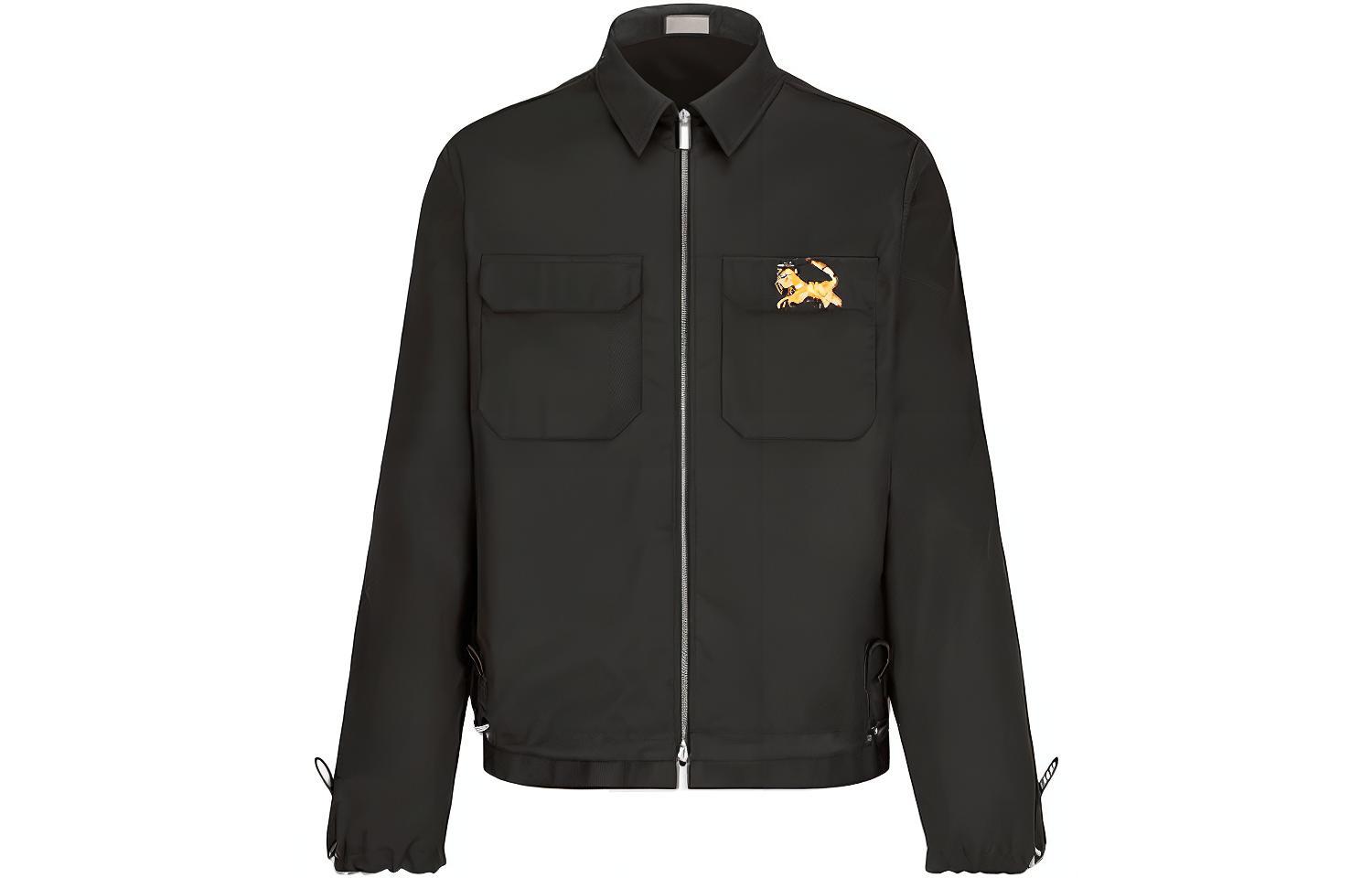 DIOR Black Zip Jacket with Lion Patch Design 193C536B4732-C900