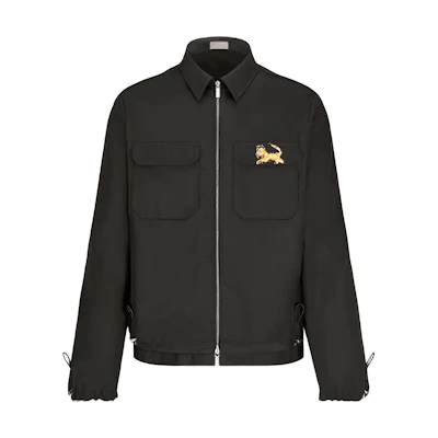 DIOR Black Zip Jacket with Lion Patch Design 193C536B4732-C900