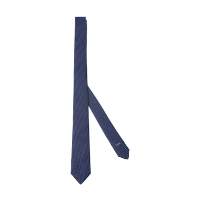 DIOR Blue & Black Silk Oblique Print Tie. 93C1046A0121-C975