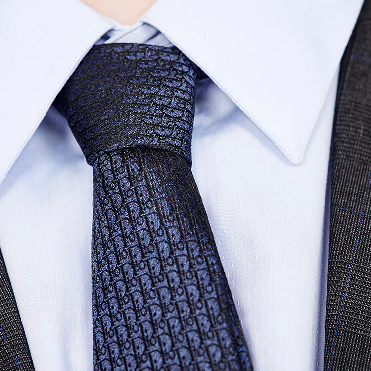 DIOR Blue & Black Silk Oblique Print Tie. 93C1046A0121-C975 圖 6