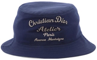 DIOR Blue Cotton Logo Bucket Hat for Men 033C906S4511C598 DIOR Blue Cotton Logo Bucket Hat for Men 033C906S4511C598