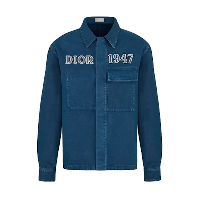 Dior Blue Denim Jacket with Logo Embroidery 2023 New Release 013D488C239X-C581