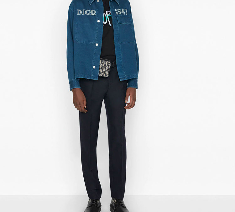 Shop Chaqueta Dior Azul Denim con Bordado de Logo Lanzamiento 2023. 013D488C239X-C581