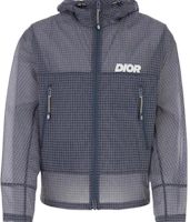 DIOR Blue Grey Letter Print Mesh Hooded Zip Jacket 483C425A6073-C580 DIOR Blue Grey Letter Print Mesh Hooded Zip Jacket 483C425A6073-C580