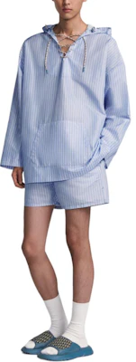 迪奥蓝色连帽条纹字母印花宽松长袖卫衣 483C623A5808-C580 Shop 迪奥蓝色连帽条纹字母印花宽松长袖卫衣 483C623A5808-C580