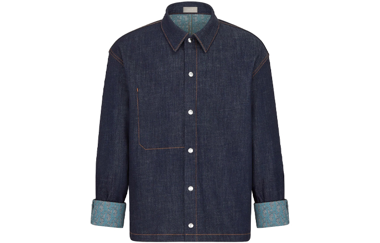 DIOR Blue Long-Sleeve Button-Up Shirt 033D490A272X-C585 圖 2