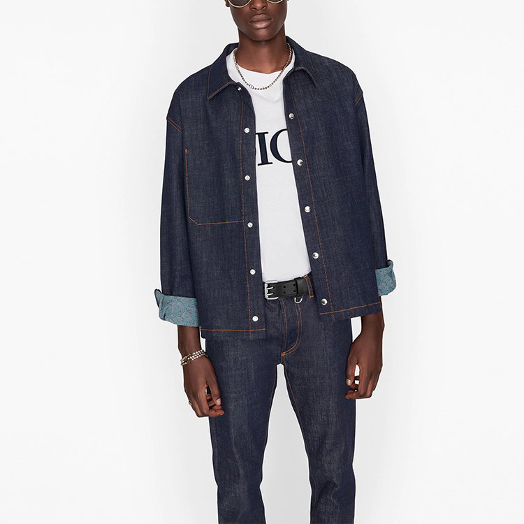 DIOR Blue Long-Sleeve Button-Up Shirt 033D490A272X-C585 圖 8