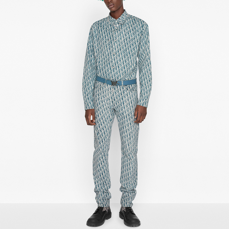 Shop Dior Biru Monogram Seluar Slim Fit 013D001BY989-C580