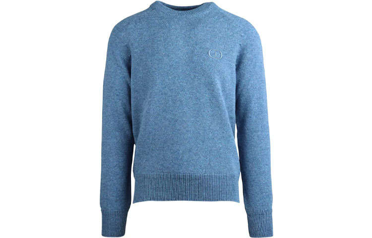 Order DIOR Sweater Biru Leher Bulat dengan Desain Logo Bordir. 113M625AT194-515