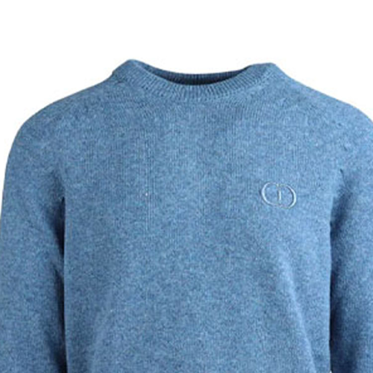 Purchase DIOR Sweater Biru Leher Bulat dengan Desain Logo Bordir. 113M625AT194-515