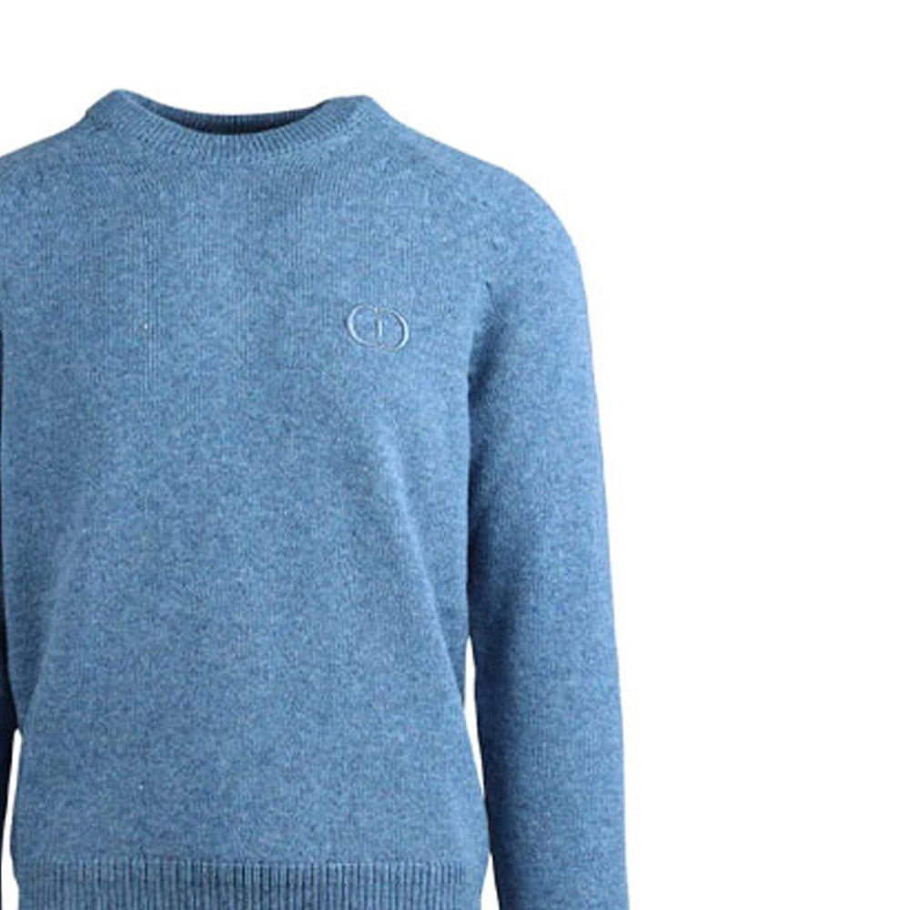 Cheap DIOR Sweater Biru Leher Bulat dengan Desain Logo Bordir. 113M625AT194-515