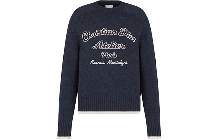 Order ディオール ブルーウールニットセーター 刺繍ロゴ付き 213M640AT298-C580