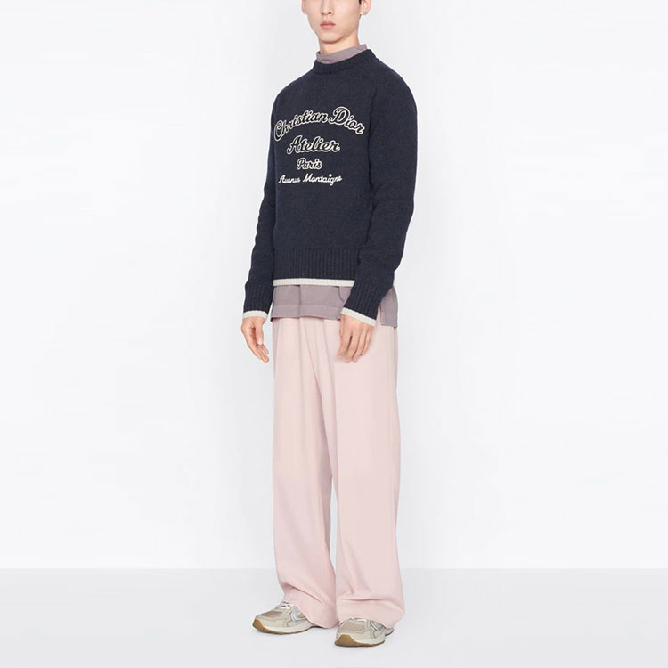 Shop ディオール ブルーウールニットセーター 刺繍ロゴ付き 213M640AT298-C580