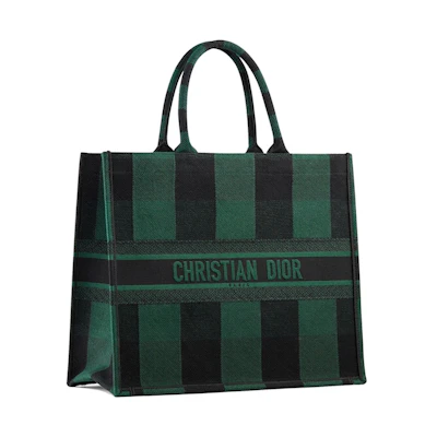 Dior Book Tote Check Leaf Green/Black