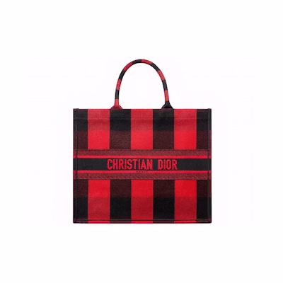 Dior Book Tote Check Red/Black