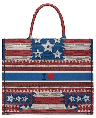 Dior Book Tote Embroidered American Flag Red White Blue Order Dior Book Tote Embroidered American Flag Red White Blue