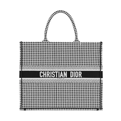 Dior Book Tote Houndstooth Black/White