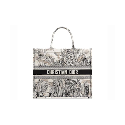 Dior Book Tote Toile de Jouy Carnivora Black/White