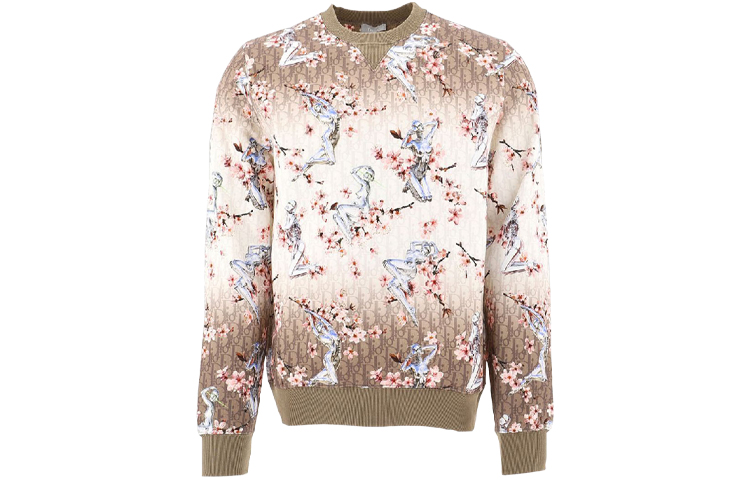 Order DIOR Cokelat Polos Cetak Seluruh Sweater Pullover 933J601A0573-184