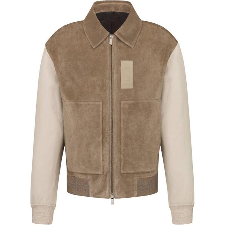 DIOR Brown Spliced Collar Zip Casual Jacket 383L419C0686-C188