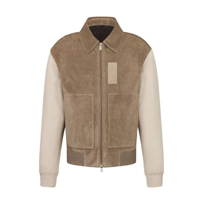 DIOR Brown Spliced Collar Zip Casual Jacket 383L419C0686-C188