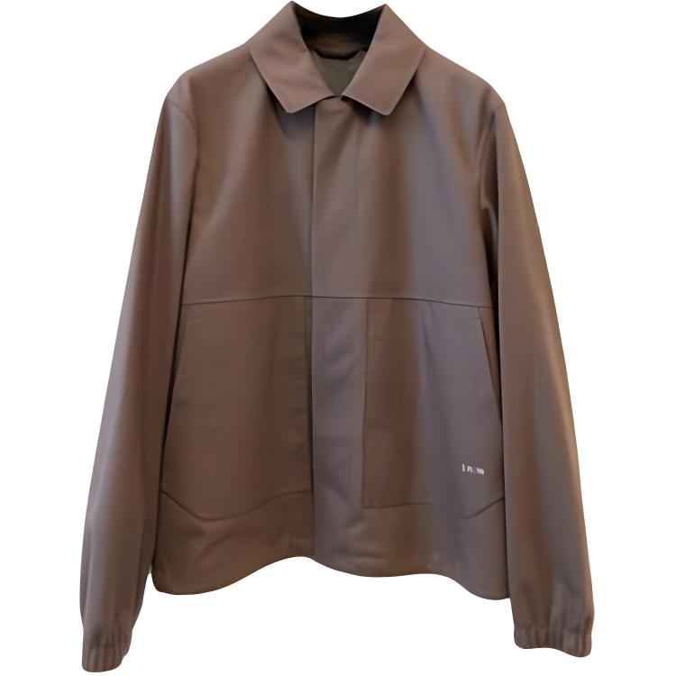 DIOR Brown Zip-Up Collared Jacket Long Sleeve Loose Fit 343C435A5954710