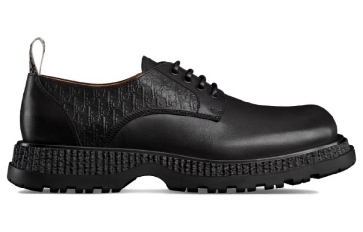 Order DIOR迪奧 皮革 圓頭平跟綁帶 休閒鞋 男款 黑色