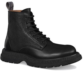 DIOR迪奧 皮革 圓頭平跟繫帶 短筒 馬丁靴 男款 黑色 Lookbook DIOR迪奧 皮革 圓頭平跟繫帶 短筒 馬丁靴 男款 黑色