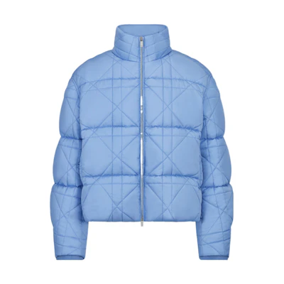 DIOR BY ERL Blue Plaid Zip-Up High Collar Jacket. 313C418A5704-C585