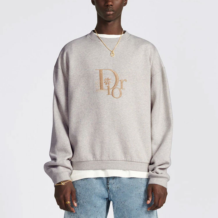 Shop Sudadera Gris DIOR By Erl con Logo Bordado. 313J674A0815-C881