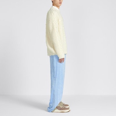 DIOR By Erl Corduroy Straight-Leg Casual Pants Blue 313C104A5699-C510 Details for DIOR By Erl Corduroy Straight-Leg Casual Pants Blue 313C104A5699-C510