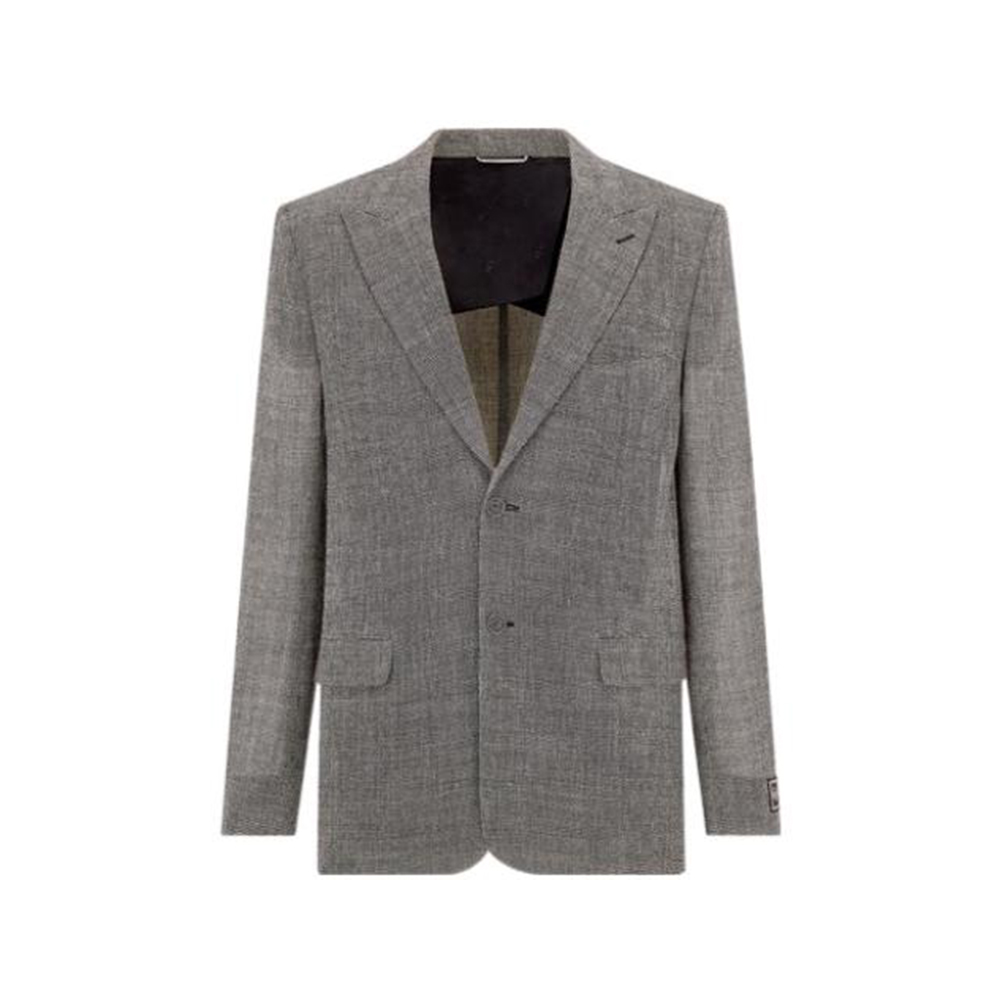 DIOR By Erl Houndstooth Single-Breasted Suit Jacket Grey  Blazer. 313C240A5690-C980