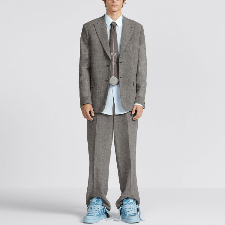 DIOR By Erl Houndstooth Single-Breasted Suit Jacket Grey  Blazer. 313C240A5690-C980 圖 4