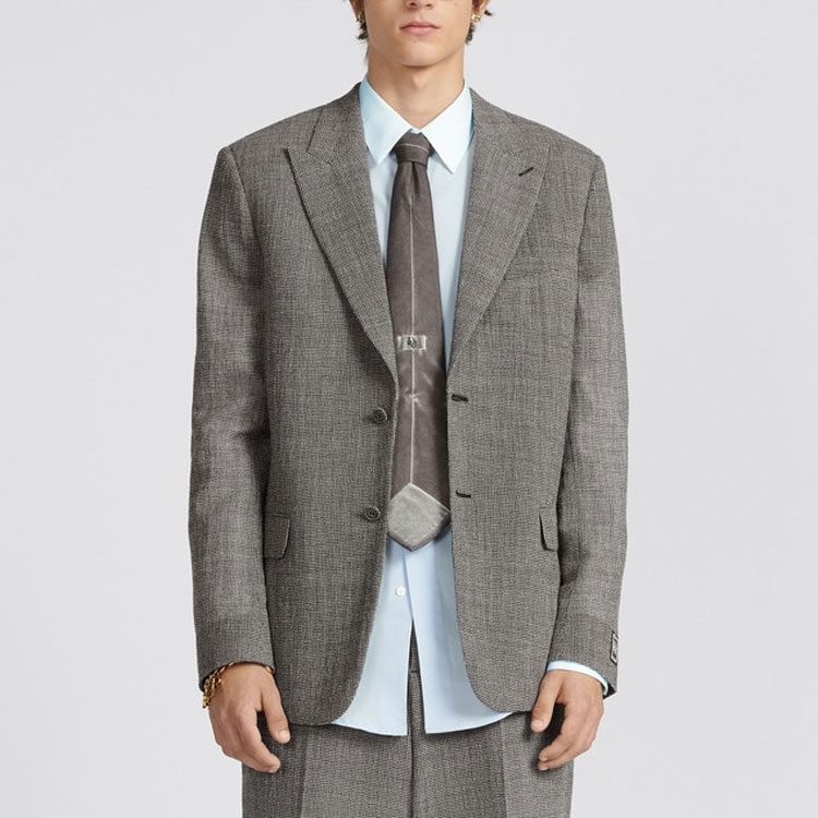 DIOR By Erl Houndstooth Single-Breasted Suit Jacket Grey  Blazer. 313C240A5690-C980 圖 5