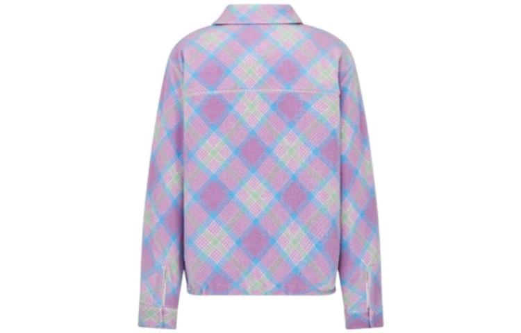 Lookbook DIOR By Erl SS23 Half-Zip Pullover Polo Sweatshirt Ungu Muda Motif Kotak. 313J648A0813-C480