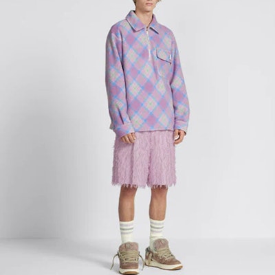 DIOR By Erl SS23 Half-Zip Pullover Polo Sweatshirt Plaid Pocket Light Purple 313J648A0813-C480 Shop DIOR By Erl SS23 Half-Zip Pullover Polo Sweatshirt Plaid Pocket Light Purple 313J648A0813-C480