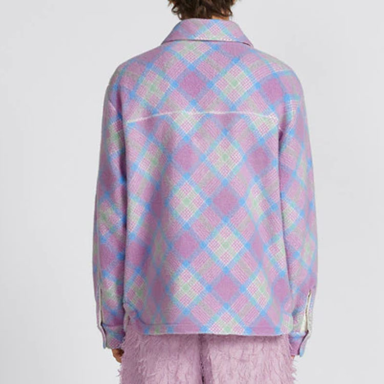 Purchase DIOR By Erl SS23 Half-Zip Pullover Polo Sweatshirt Ungu Muda Motif Kotak. 313J648A0813-C480